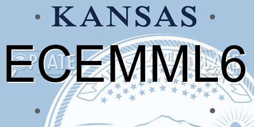 ECEMML6 Kansas License Plate