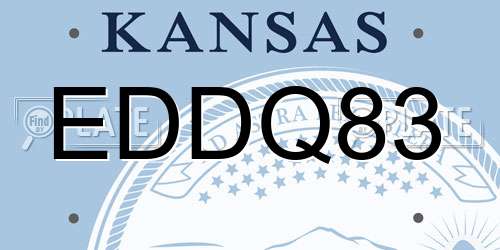 EDDQ83 Kansas License Plate