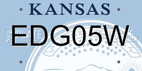 EDG05W Kansas License Plate