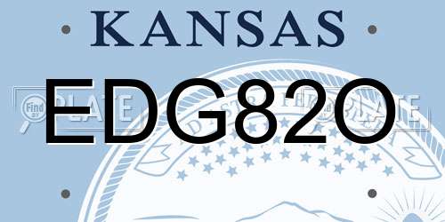 EDG82O Kansas License Plate