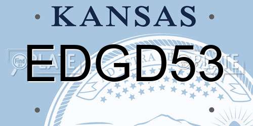 EDGD53 Kansas License Plate