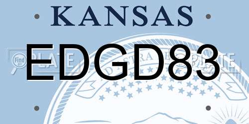 EDGD83 Kansas License Plate