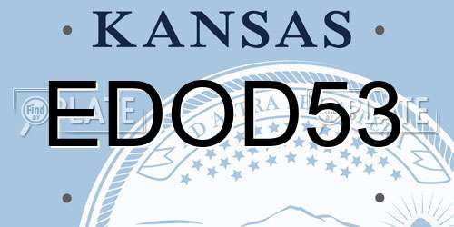EDOD53 Kansas License Plate