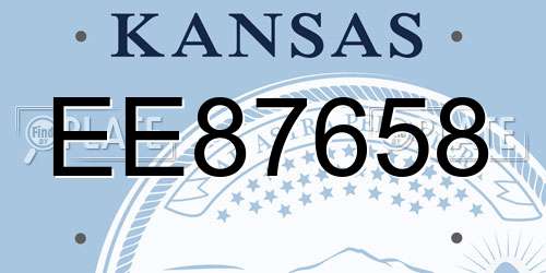EE87658 Kansas License Plate