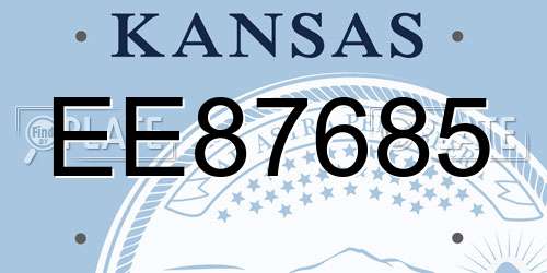 EE87685 Kansas License Plate