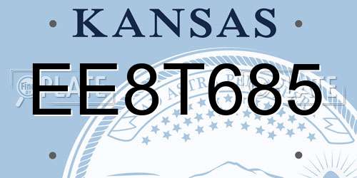 EE8T685 Kansas License Plate