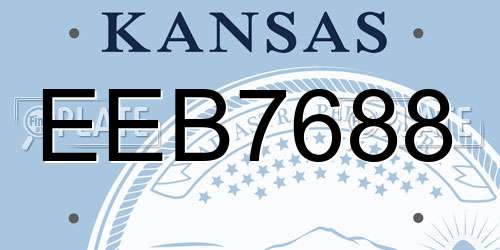 EEB7688 Kansas License Plate