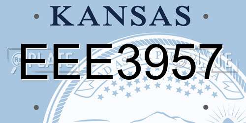 EEE3957 Kansas License Plate
