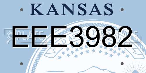 EEE3982 Kansas License Plate