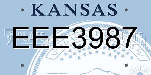 EEE3987 Kansas License Plate
