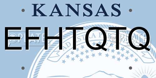 EFHTQTQ Kansas License Plate