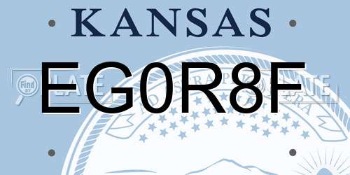 EG0R8F Kansas License Plate