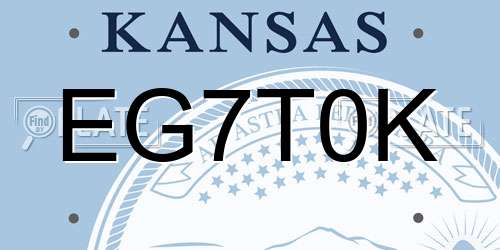 EG7T0K Kansas License Plate