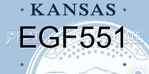 EGF551 Kansas License Plate