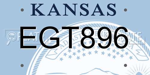 EGT896 Kansas License Plate
