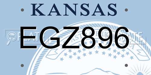EGZ896 Kansas License Plate