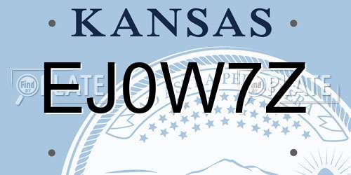 EJ0W7Z Kansas License Plate