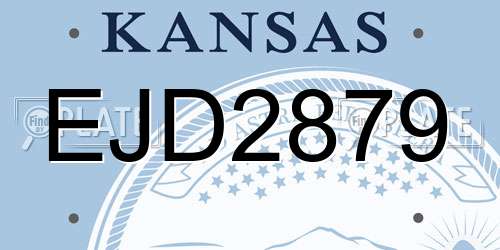 EJD2879 Kansas License Plate