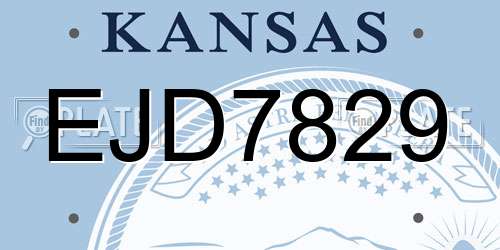EJD7829 Kansas License Plate