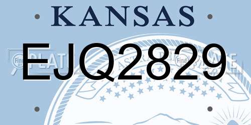 EJQ2829 Kansas License Plate