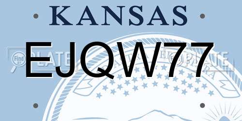 EJQW77 Kansas License Plate