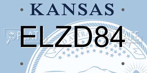 ELZD84 Kansas License Plate