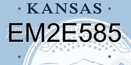 EM2E585 Kansas License Plate