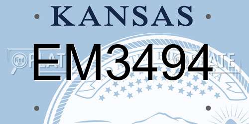 EM3494 Kansas License Plate