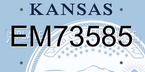 EM73585 Kansas License Plate