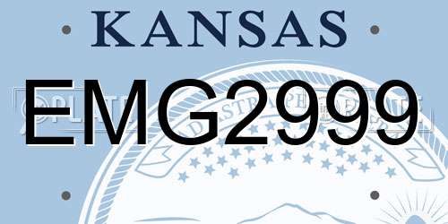 EMG2999 Kansas License Plate
