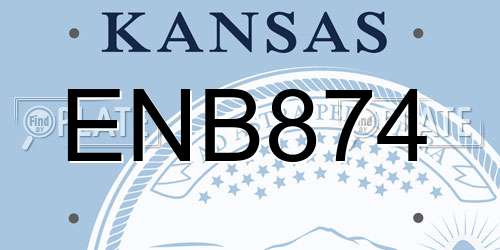 ENB874 Kansas License Plate