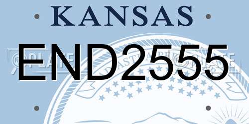 END2555 Kansas License Plate