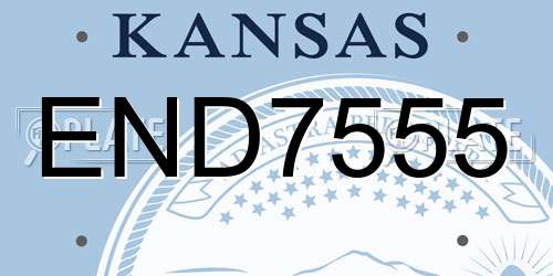 END7555 Kansas License Plate