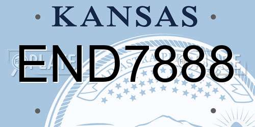 END7888 Kansas License Plate