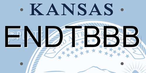 ENDTBBB Kansas License Plate