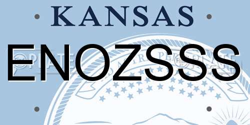 ENOZSSS Kansas License Plate