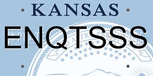 ENQTSSS Kansas License Plate