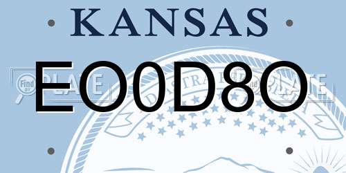 EO0D8O Kansas License Plate