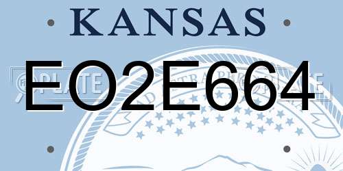 EO2E664 Kansas License Plate