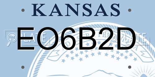 EO6B2D Kansas License Plate