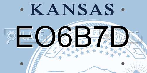 EO6B7D Kansas License Plate