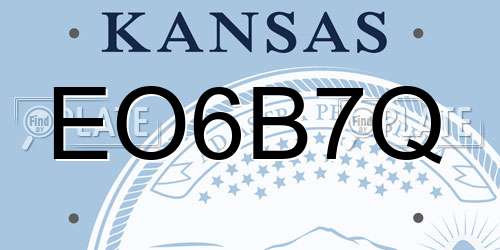 EO6B7Q Kansas License Plate