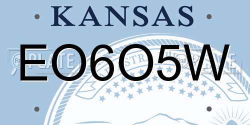EO6O5W Kansas License Plate