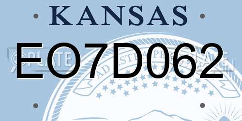 EO7D062 Kansas License Plate
