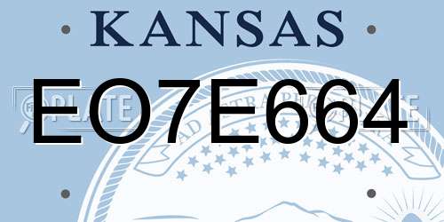 EO7E664 Kansas License Plate