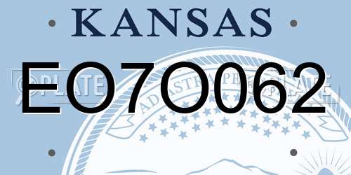 EO7O062 Kansas License Plate