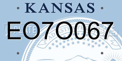 EO7O067 Kansas License Plate