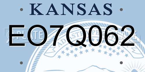 EO7Q062 Kansas License Plate