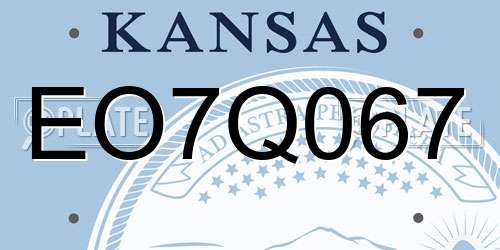 EO7Q067 Kansas License Plate