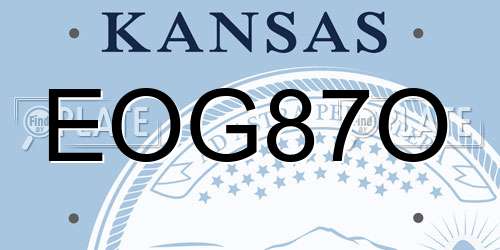 EOG87O Kansas License Plate